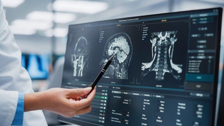 Image is of a doctor looking at MRI images of a neck , concept of the importance of early injury treatment after an accident